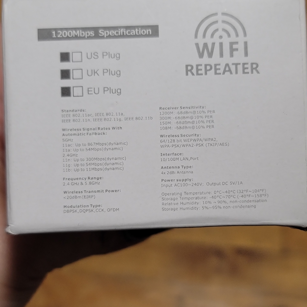 WiFi Repeater with 1200Mbps Speed - White